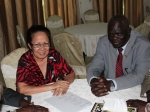Minister of Finance Emília Pires with the Minister of Finance of South Sudan, Aggrey Tisa Sabuni.