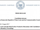 Atualização informativa sobre o processo de Conciliação entre Timor-Leste e a Comunidade da Austrália